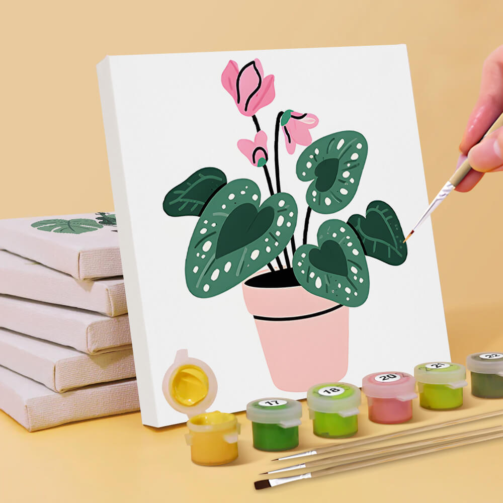 Cactus and Green Potted Plants 6 Pieces Mini Paint by Numbers 