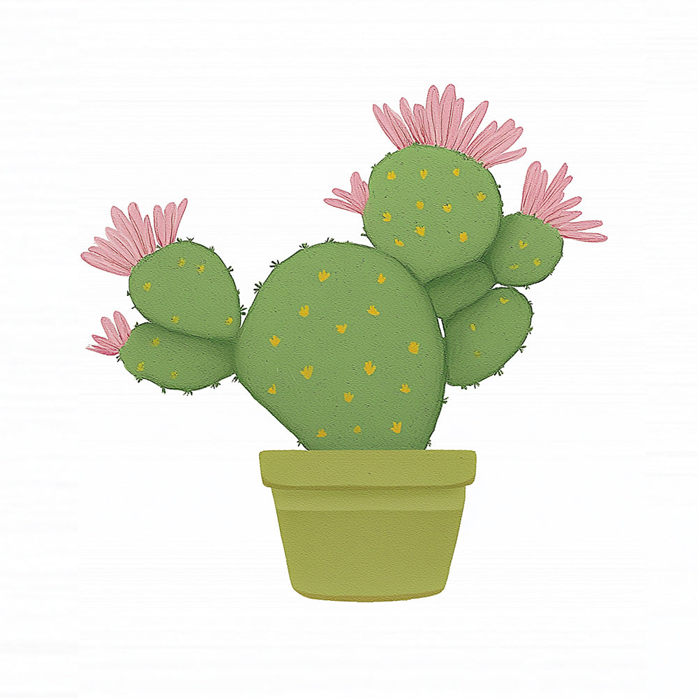 Cactus with Pink Flowers Mini Paint by Numbers