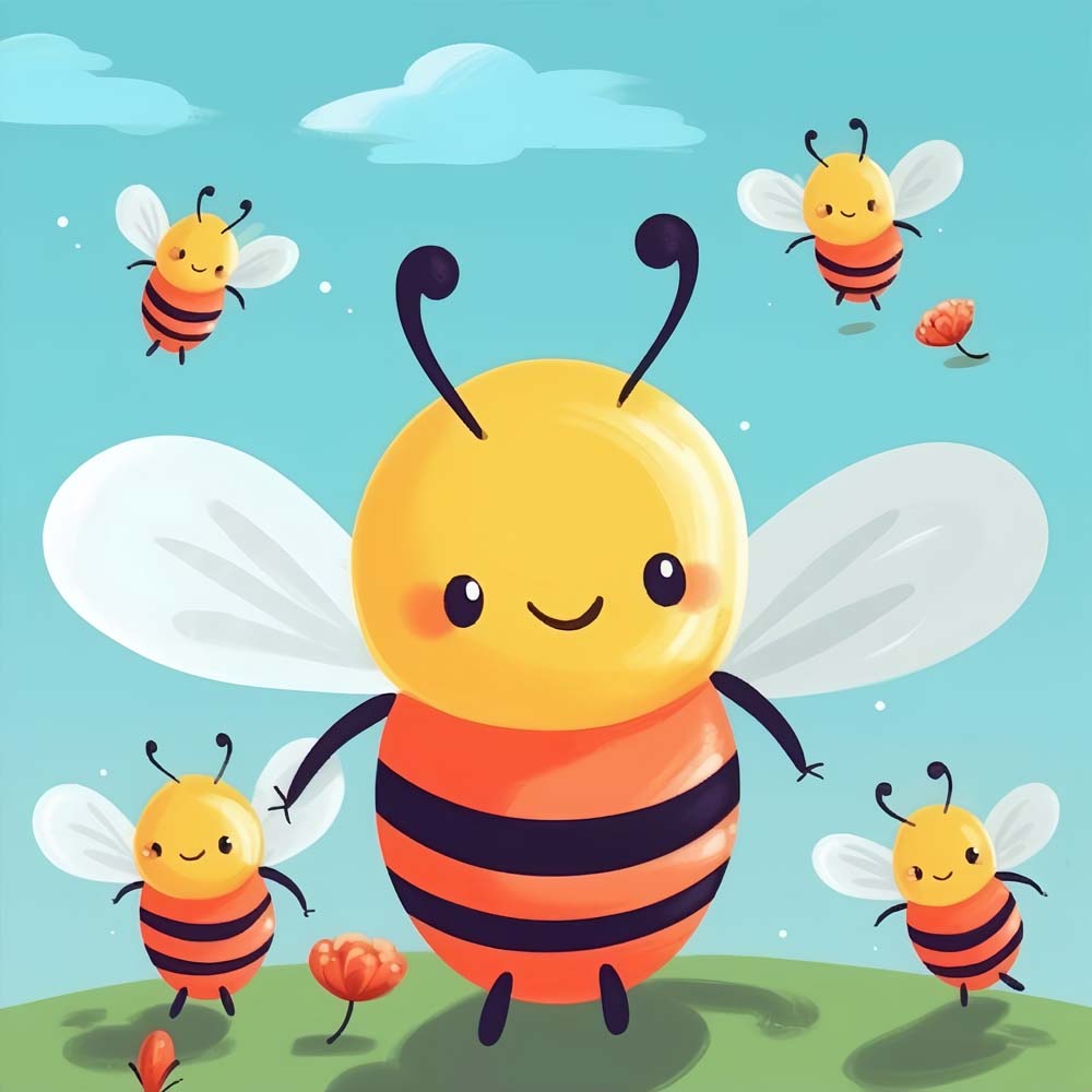 Cartoon Bees Paint by Numbers for Kids