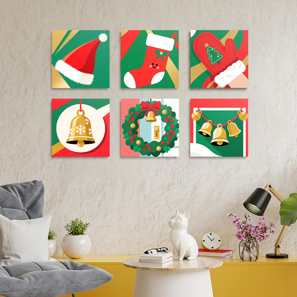 Cartoon Christmas Objects 6 Pieces Mini Paint by Numbers