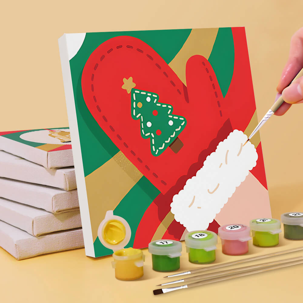 Cartoon Christmas Objects 6 Pieces Mini Paint by Numbers