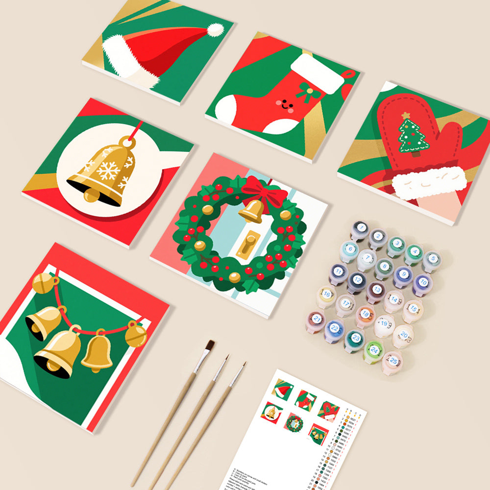 Cartoon Christmas Objects 6 Pieces Mini Paint by Numbers