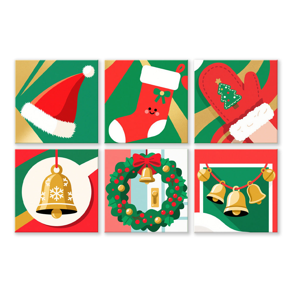 Cartoon Christmas Objects 6 Pieces Mini Paint by Numbers