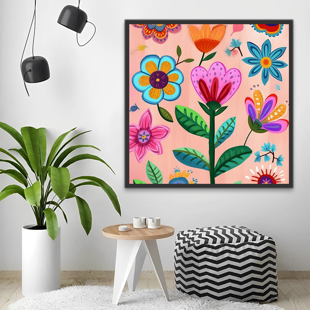 Cartoon Colorful Flowers Paint by Numbers for Kids