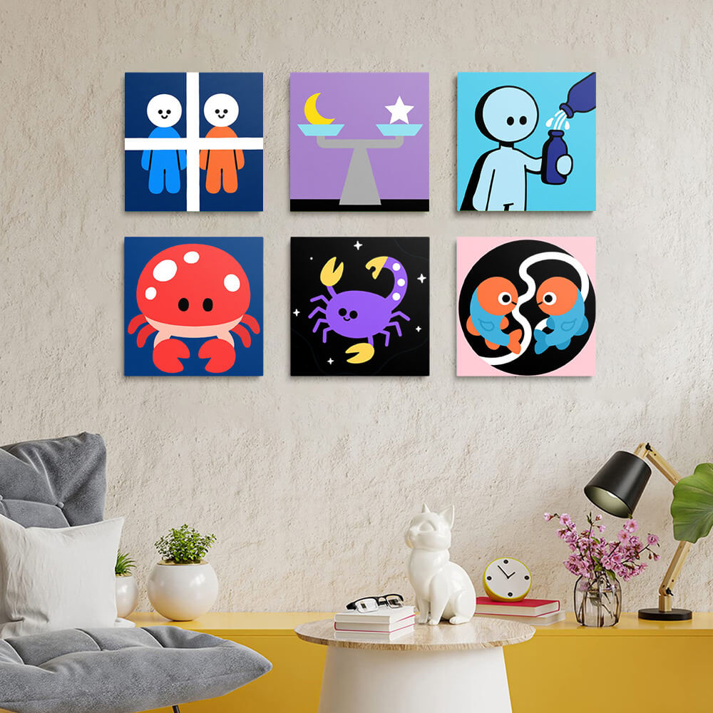 Cartoon Constellations 6 Pieces Mini Paint by Numbers 