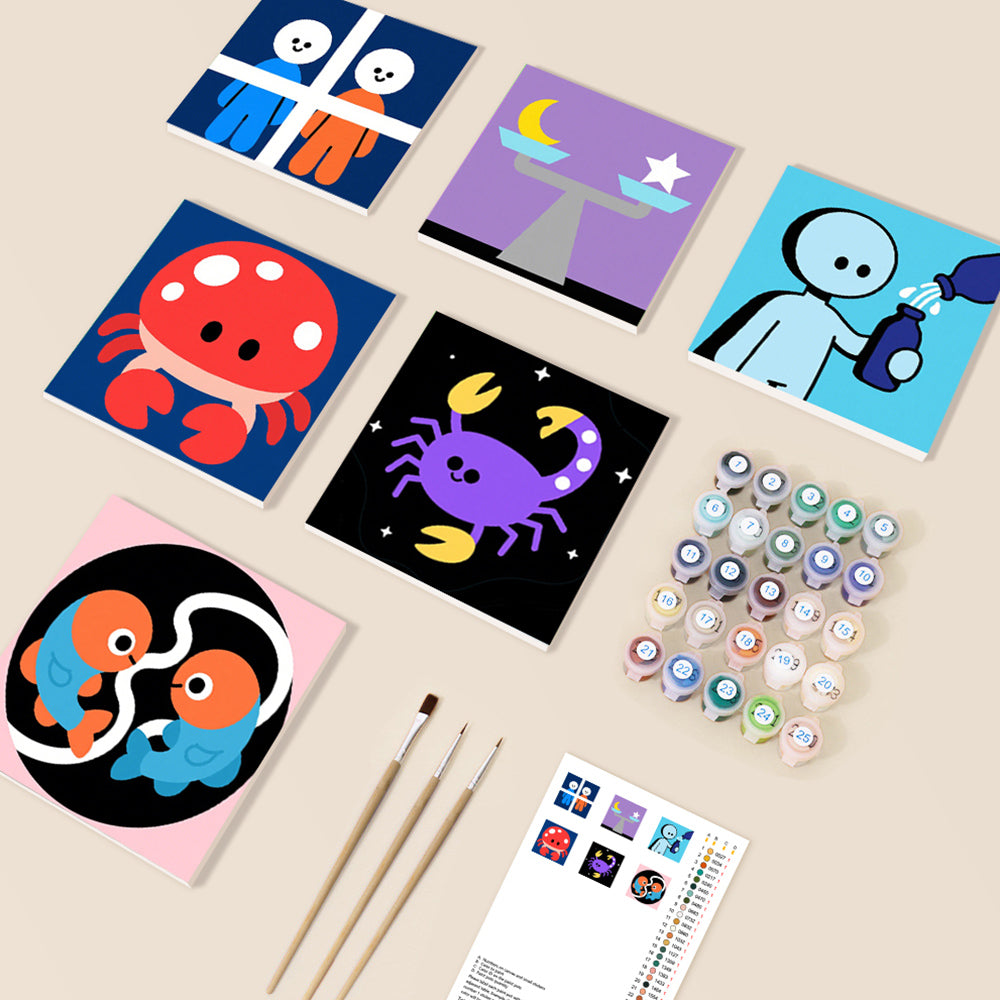 Cartoon Constellations 6 Pieces Mini Paint by Numbers 