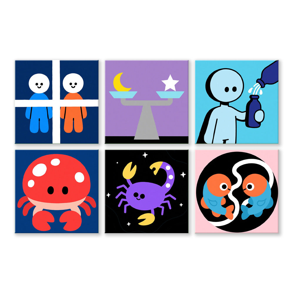 Cartoon Constellations 6 Pieces Mini Paint by Numbers 