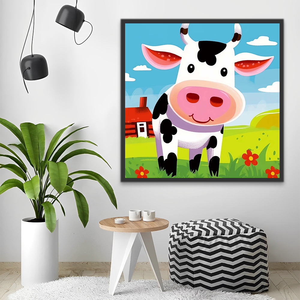 Cartoon Cow on the Farm Paint by Numbers for Kids