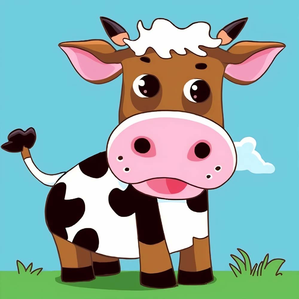 Cartoon Cow Paint by Numbers for Kids