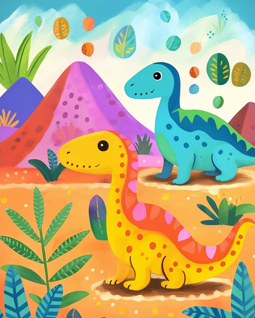 Cartoon Dinosaurs Paint by Numbers for Kids