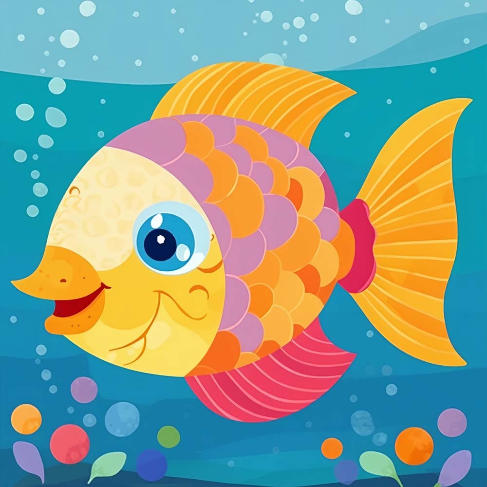 Cartoon Fish Paint by Numbers for Kids