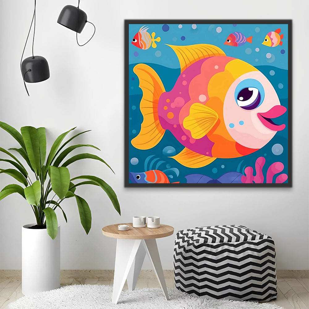 Cartoon Fish Paint by Numbers for Kids