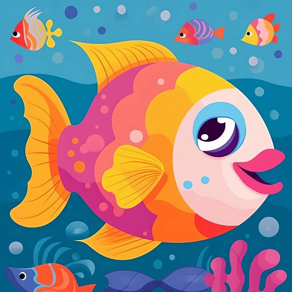 Cartoon Fish Paint by Numbers for Kids