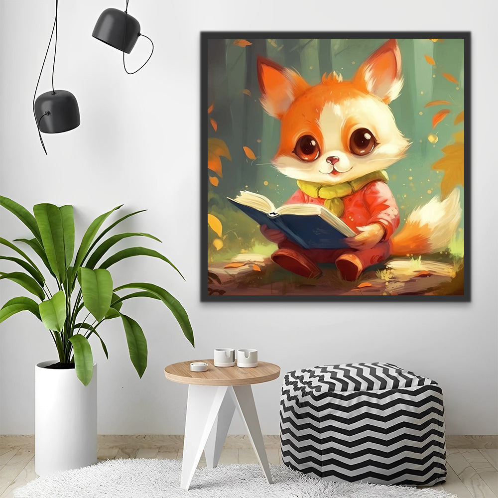 Cartoon Fox Reading Book Paint by Numbers for Kids