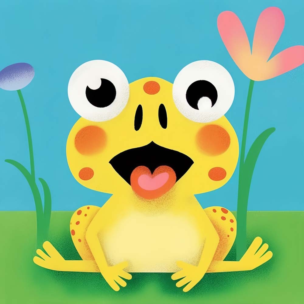 Cartoon Frog on the Grass Paint by Numbers for Kids