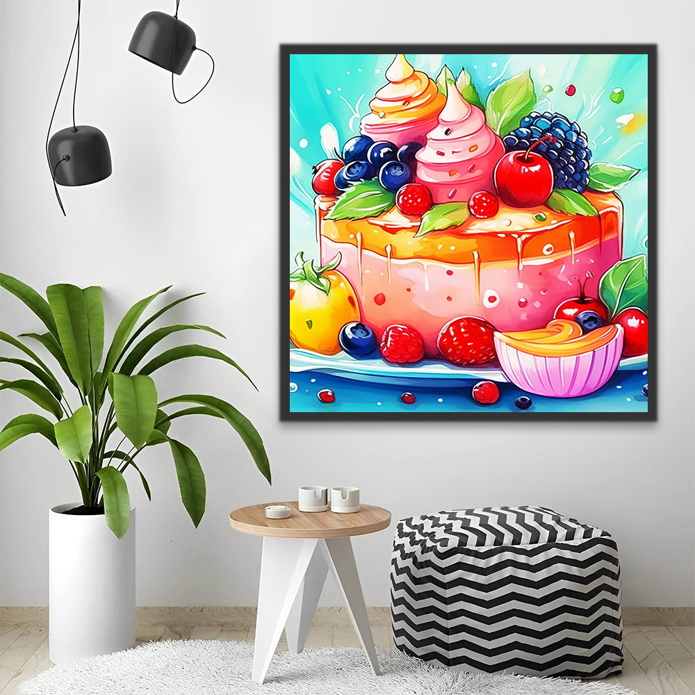 Cartoon Fruit Cake Paint by Numbers for Kids