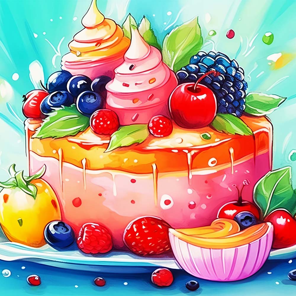 Cartoon Fruit Cake Paint by Numbers for Kids