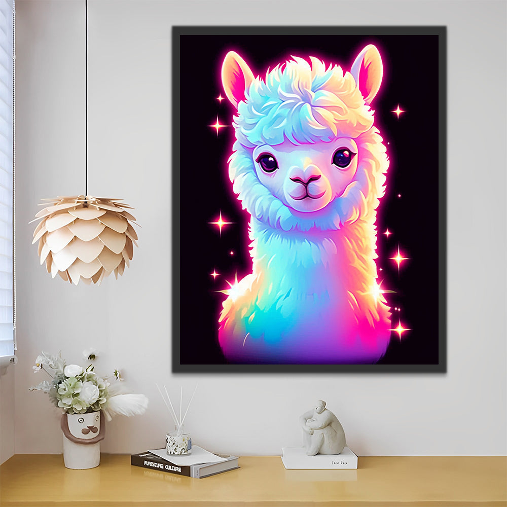 Cartoon Glowing Alpaca Paint by Numbers