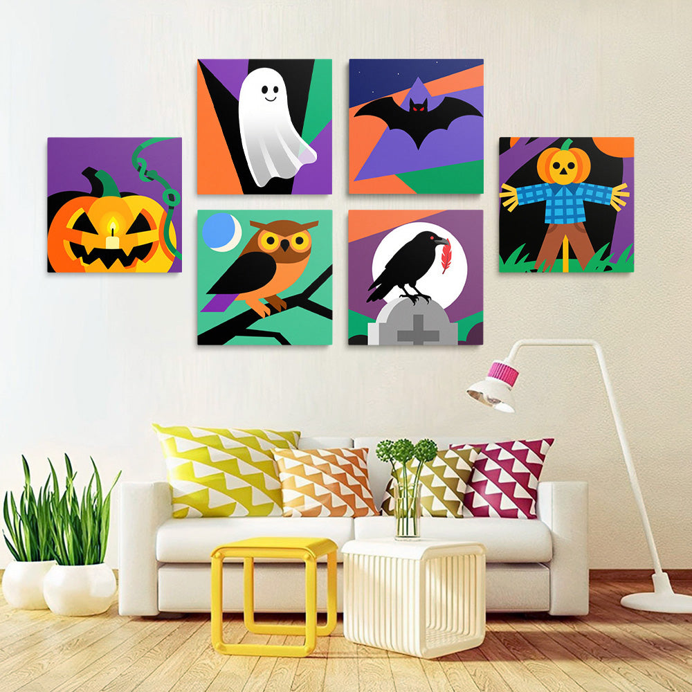 Cartoon Halloween 6 Pieces Mini Paint by Numbers