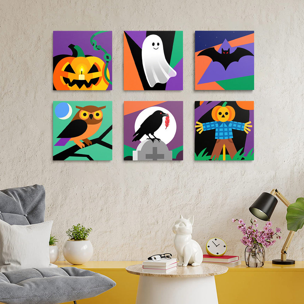 Cartoon Halloween 6 Pieces Mini Paint by Numbers