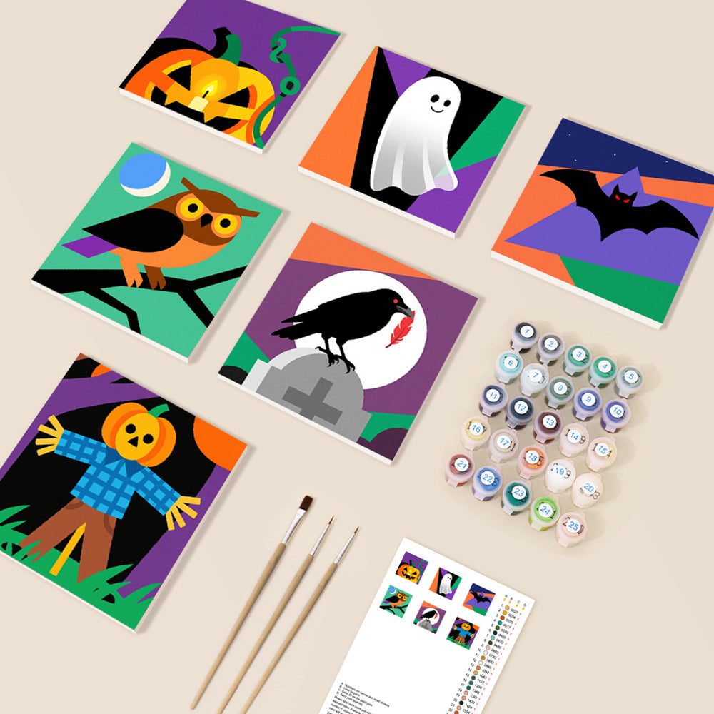 Cartoon Halloween 6 Pieces Mini Paint by Numbers