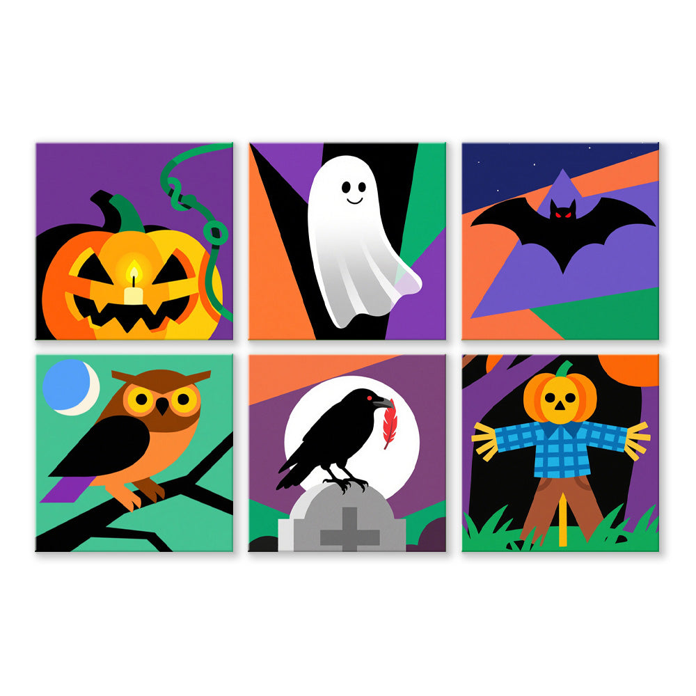 Cartoon Halloween 6 Pieces Mini Paint by Numbers