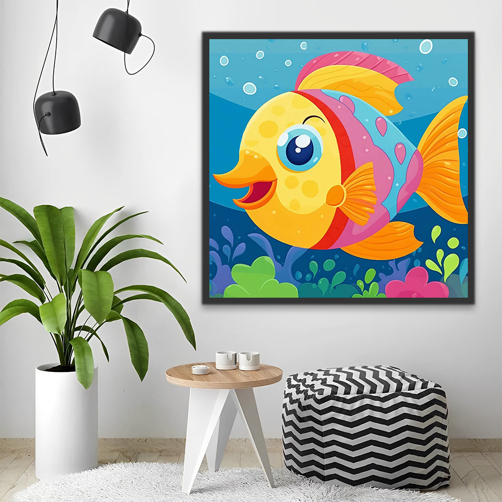 Cartoon Happy Fish Paint by Numbers for Kids