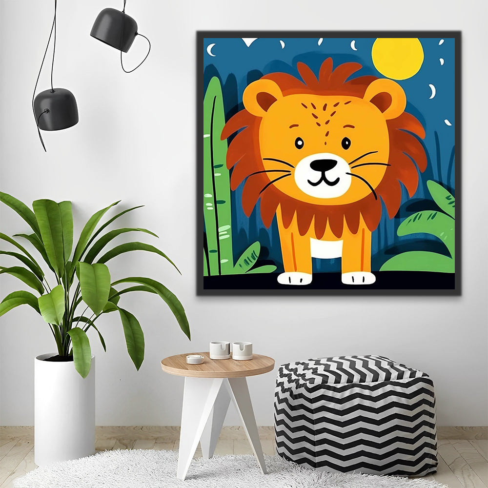 Cartoon Lion and Moon Paint by Numbers for Kids