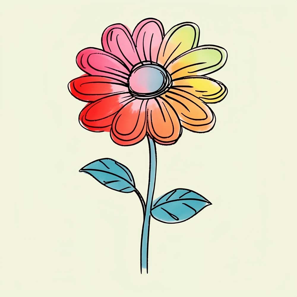 Cartoon Little Flower Paint by Numbers for Kids