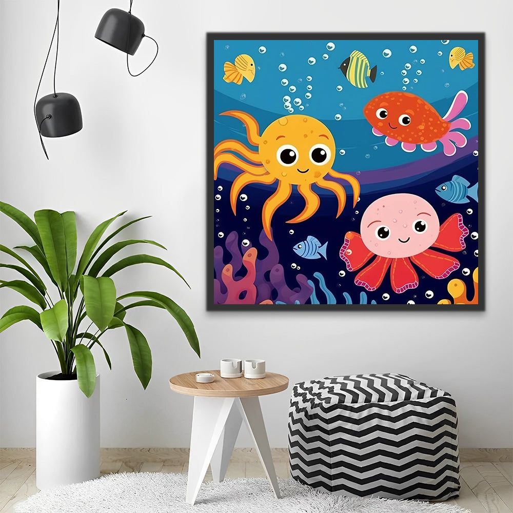 Cartoon Octopus and Fish Paint by Numbers for Kids