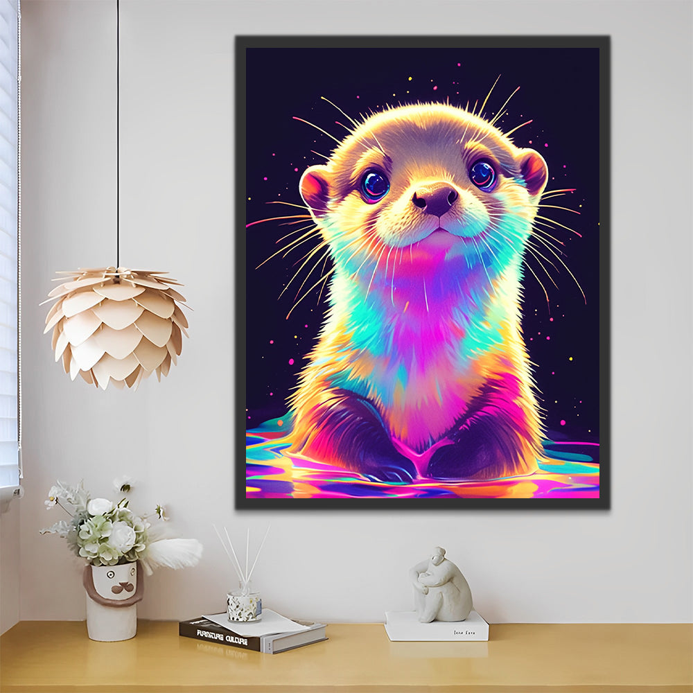 Cartoon Otter and Colorful Light Paint by Numbers