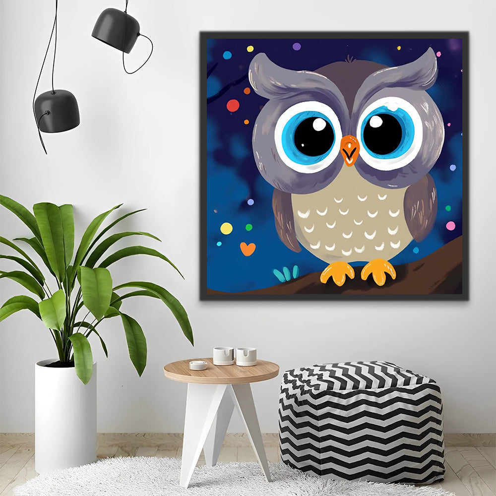 Cartoon Owl with Big Eyes Paint by Numbers for Kids