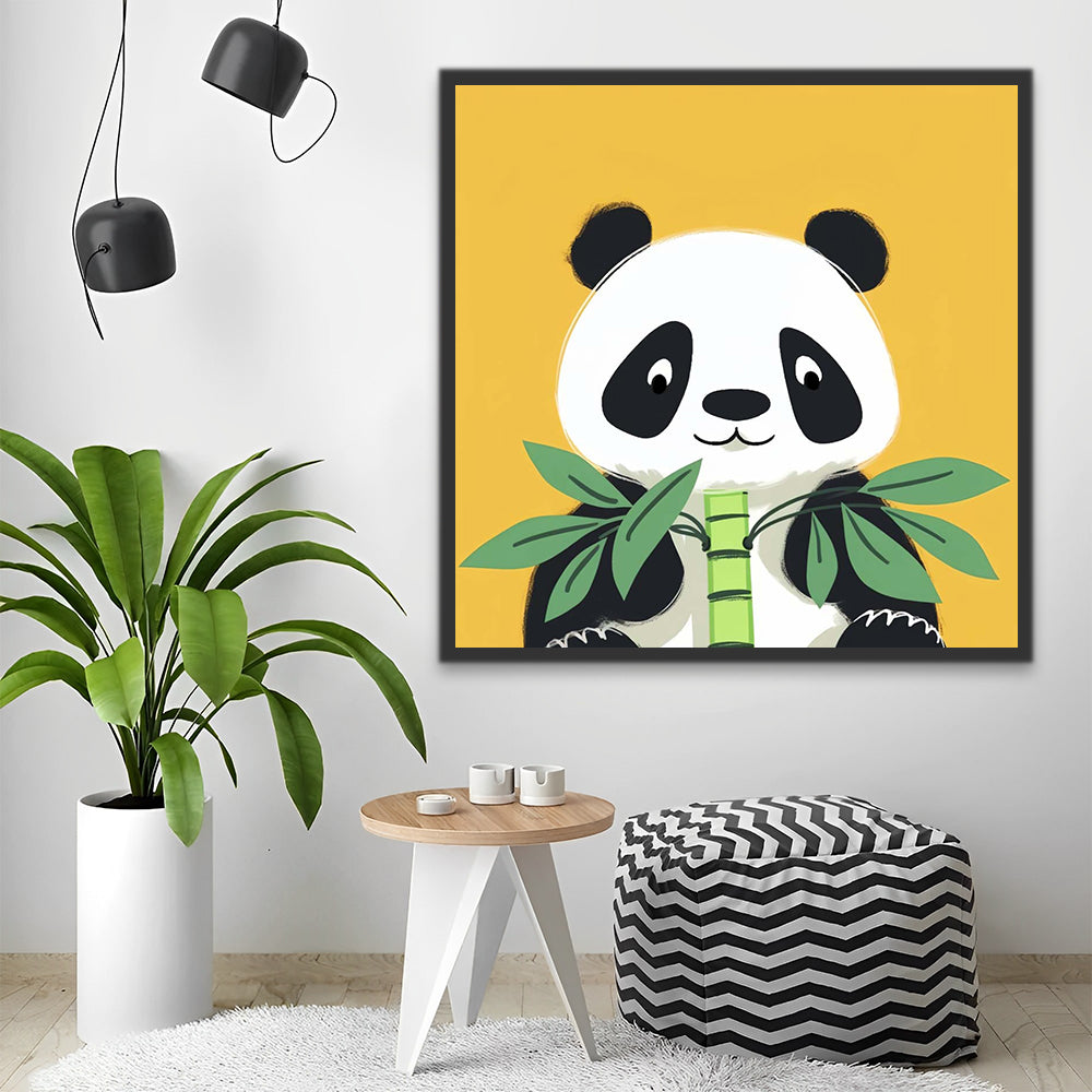 Cartoon Panda and Bamboo Leaves Paint by Numbers for Kids