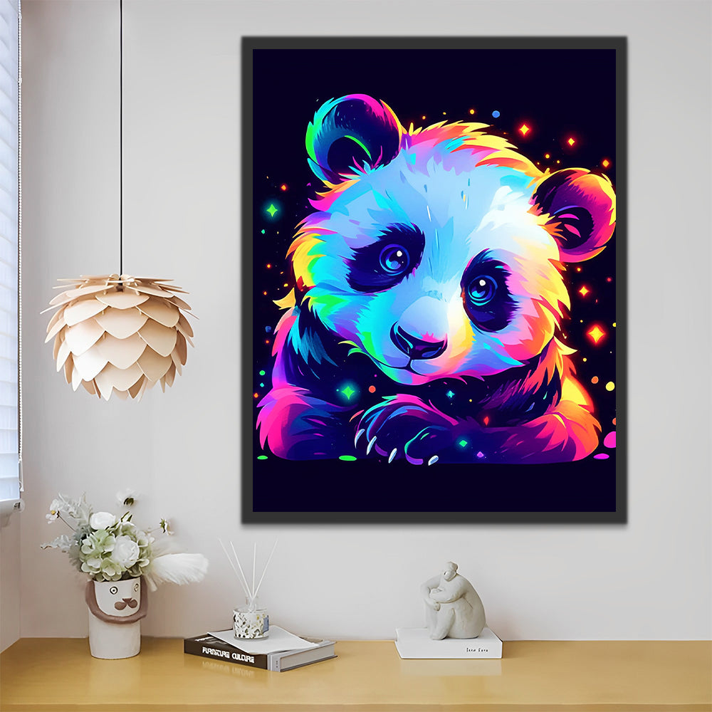 Cartoon Panda in the Dark Paint by Numbers