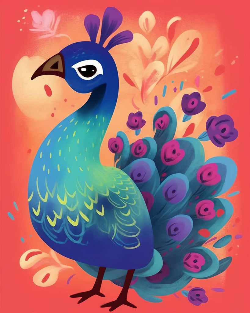 Cartoon Peacock Paint by Numbers