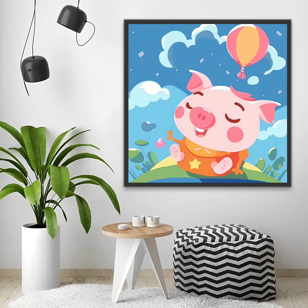 Cartoon Pig and Balloon Paint by Numbers for Kids