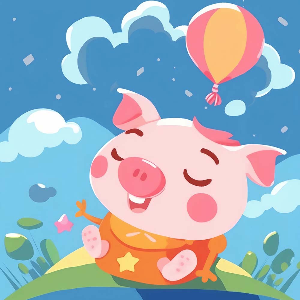 Cartoon Pig and Balloon Paint by Numbers for Kids