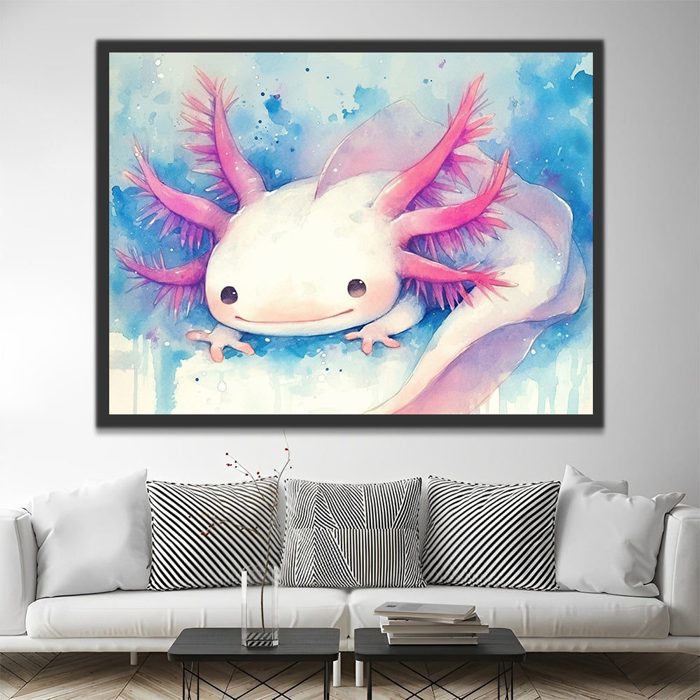 Cartoon Pink Axolotl Paint by Numbers