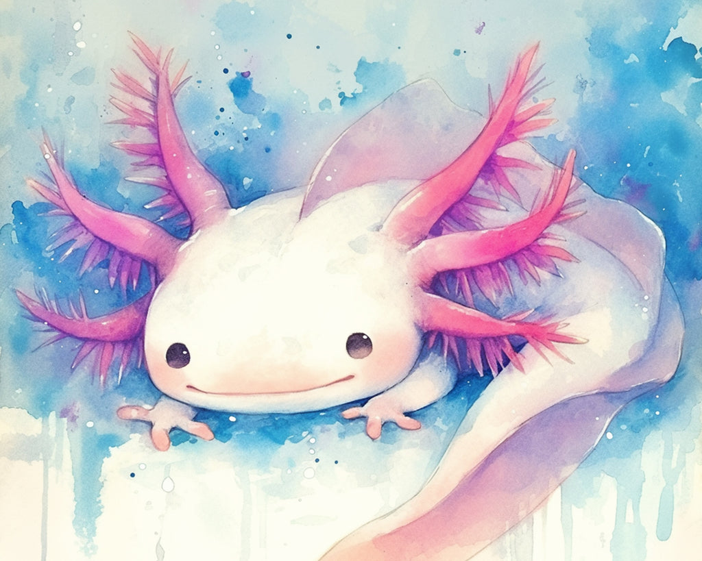 Cartoon Pink Axolotl Paint by Numbers