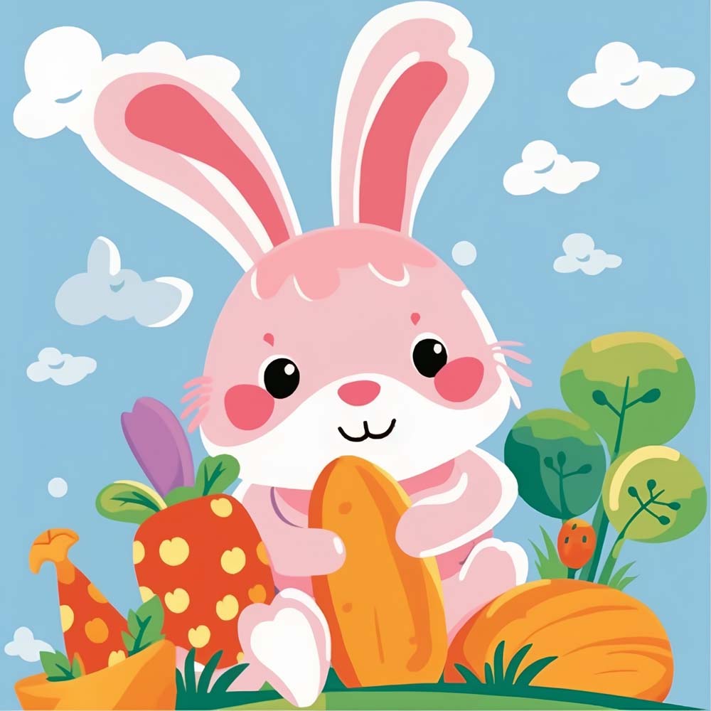 Cartoon Rabbit Paint by Numbers for Kids