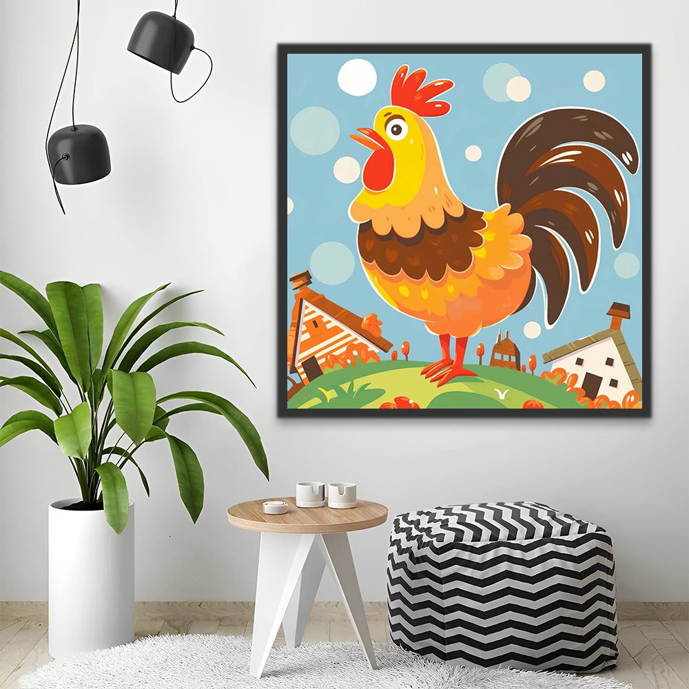 Cartoon Rooster Paint by Numbers for Kids