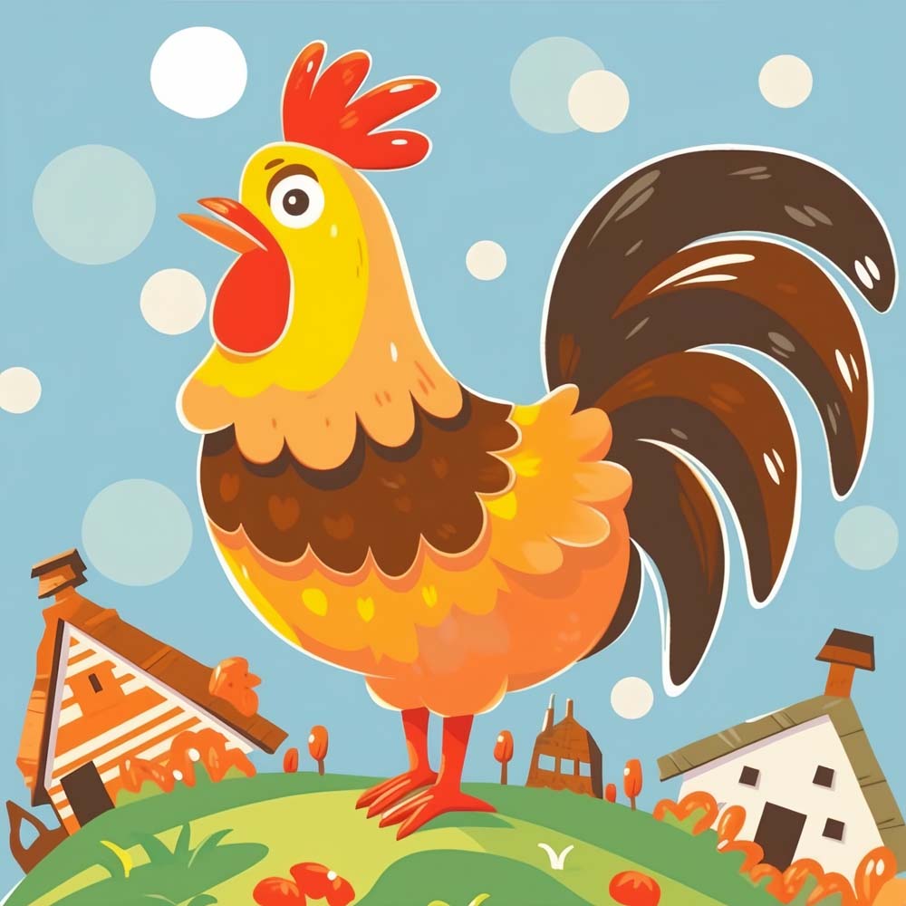 Cartoon Rooster Paint by Numbers for Kids