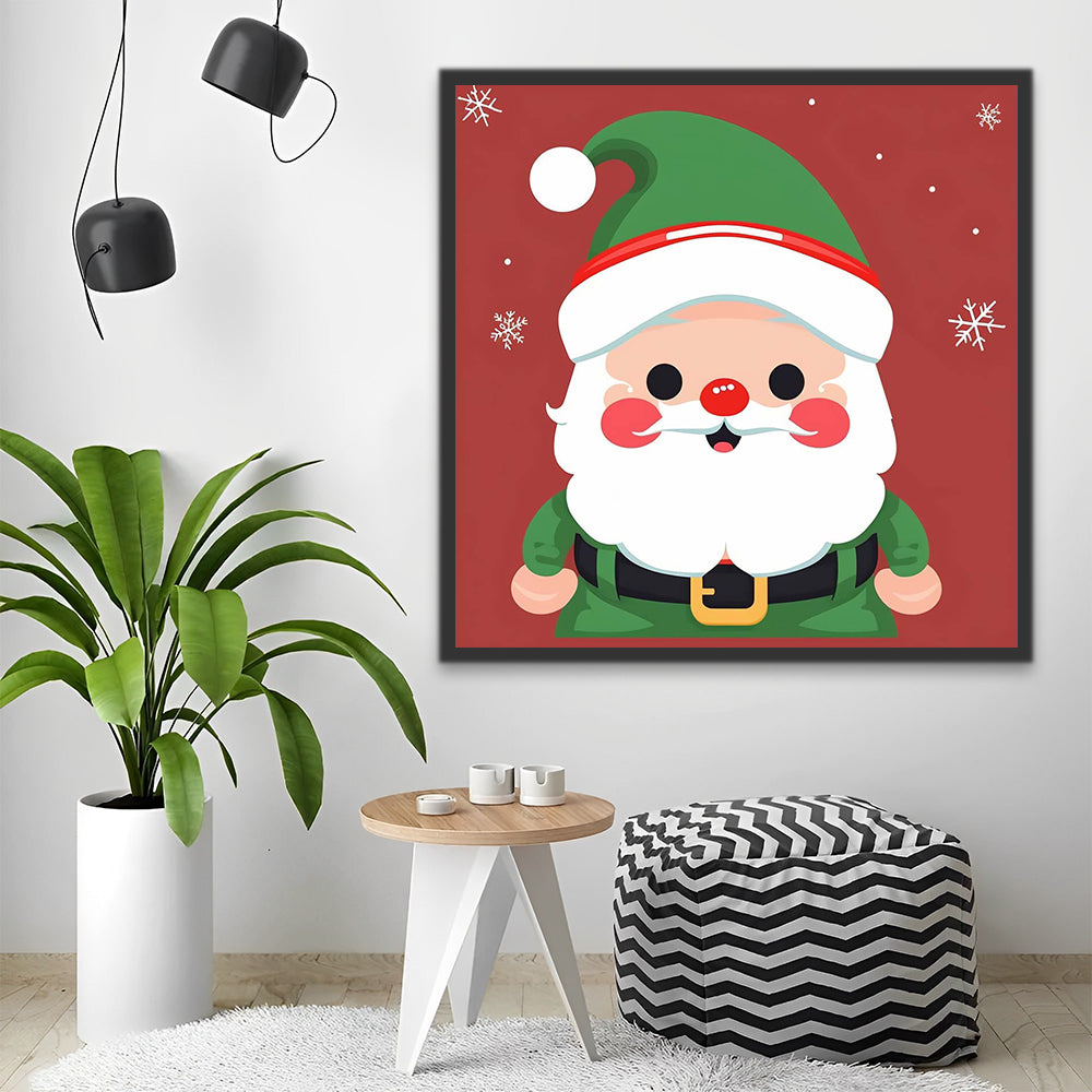 Cartoon Santa in Green Paint by Numbers for Kids