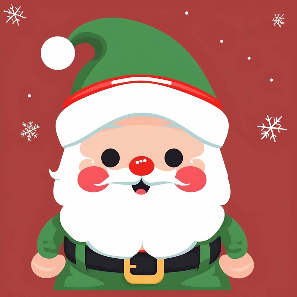 Cartoon Santa in Green Paint by Numbers for Kids