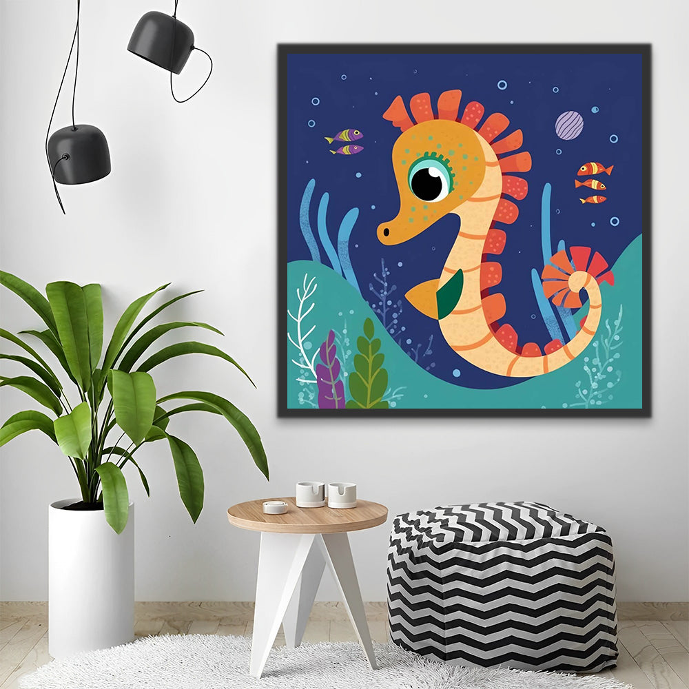 Cartoon Seahorse Paint by Numbers for Kids