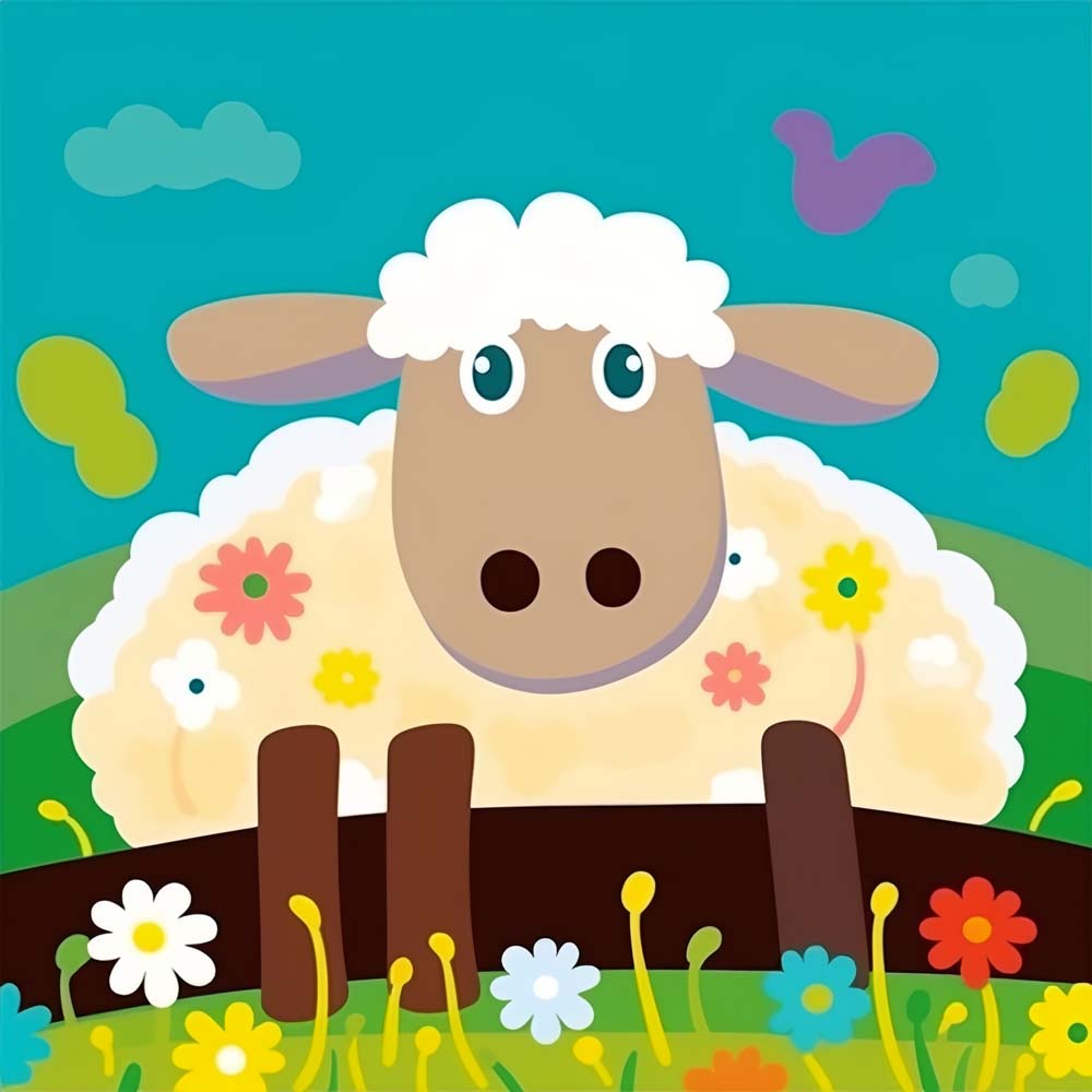 Cartoon Sheep Paint by Numbers for Kids