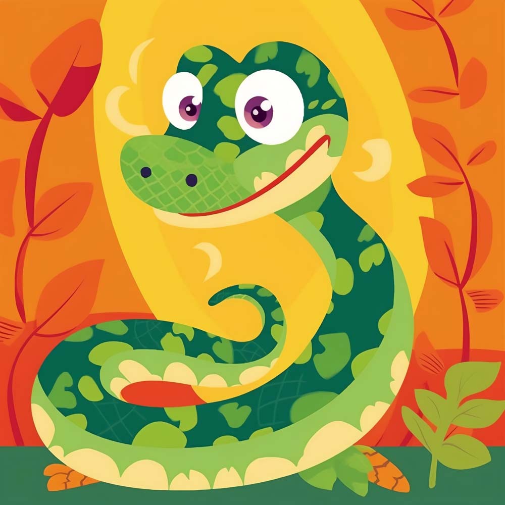 Cartoon Snake Paint by Numbers for Kids