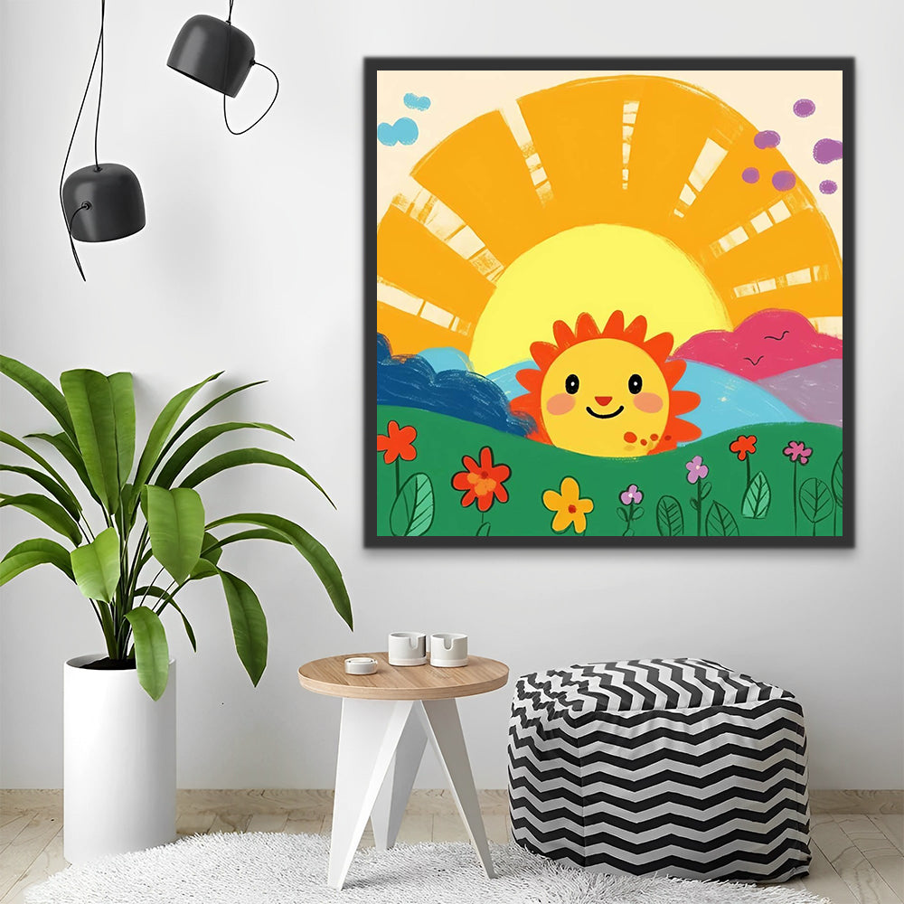 Cartoon Sunshine and Flowers Paint by Numbers for Kids