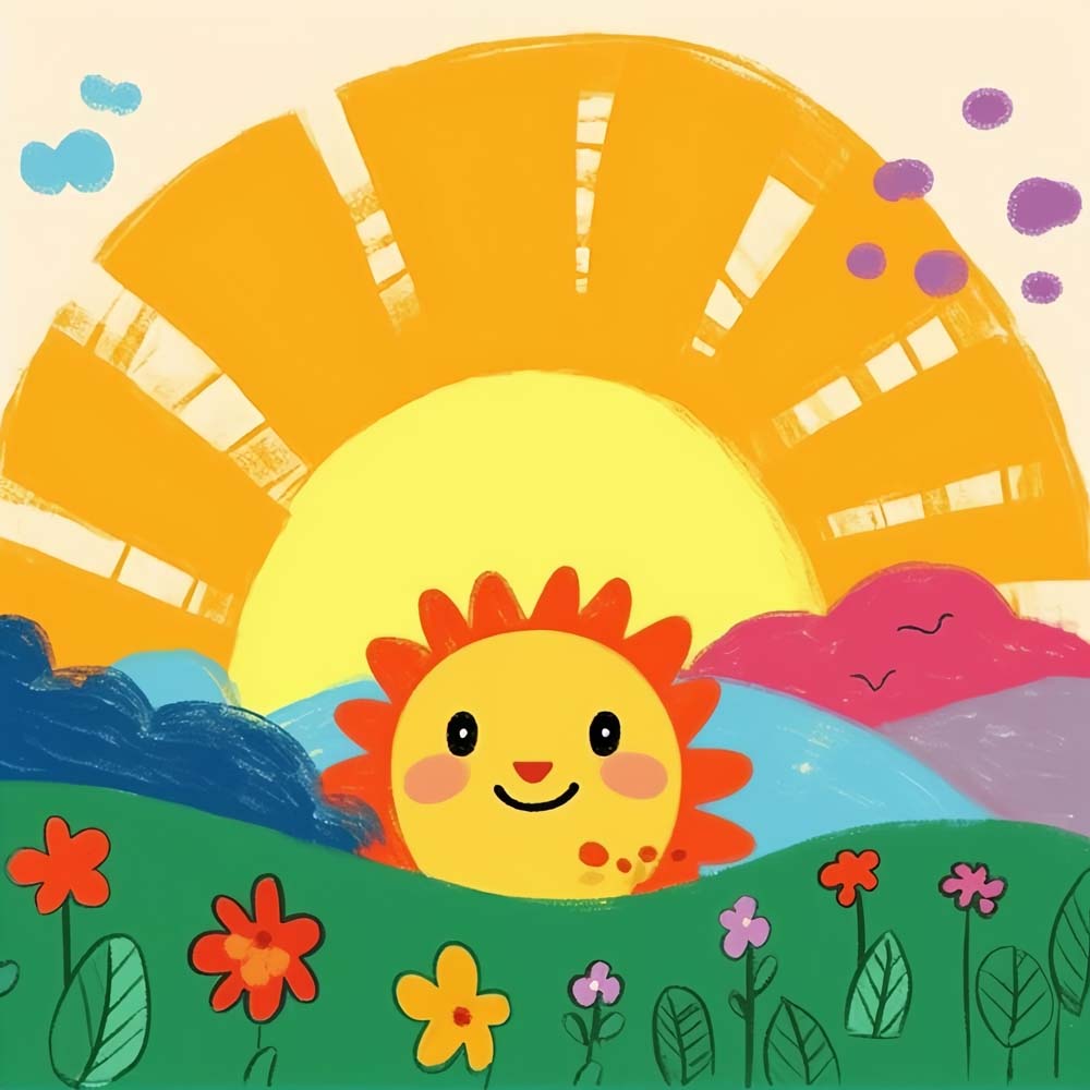 Cartoon Sunshine and Flowers Paint by Numbers for Kids