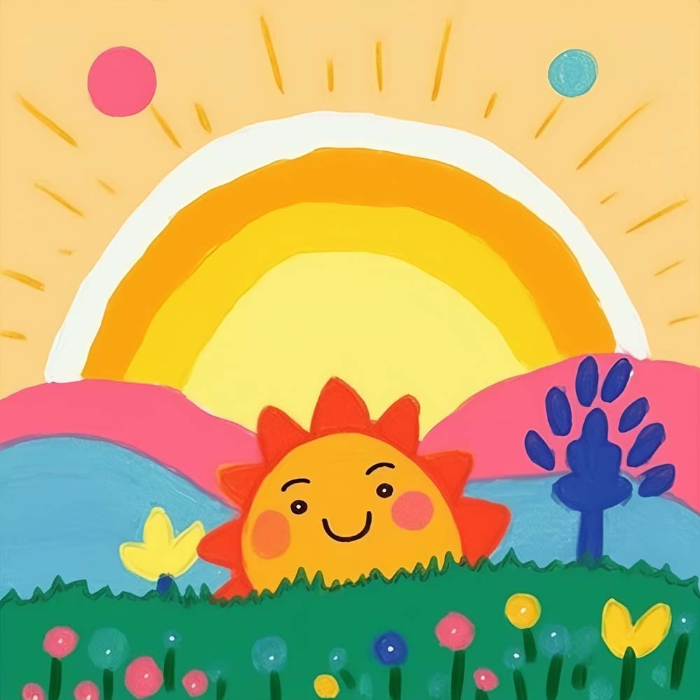 Cartoon Sunshine Paint by Numbers for Kids